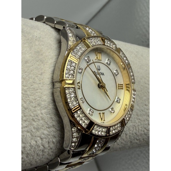 Bulova 98L135 New Battery Ladies MOP Watch 30MM 7.25\